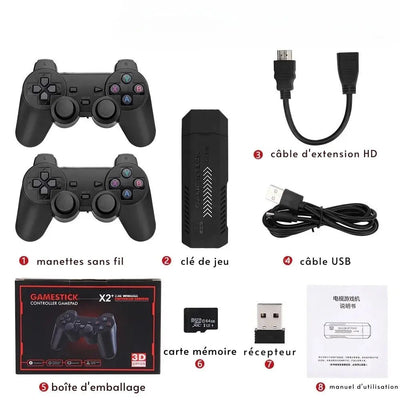 Game Stick 4K HD : 58000 jeux rétro 4K. Manettes sans fil - L'atelier Rétro